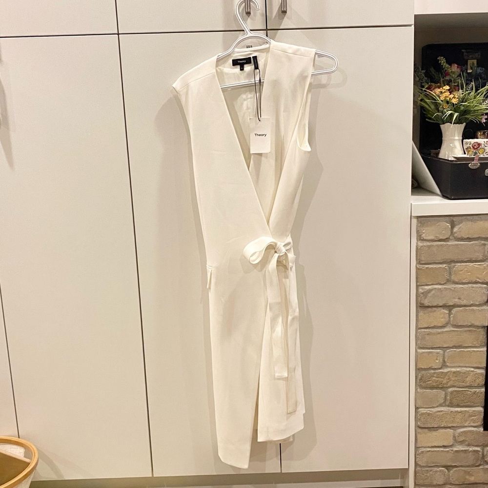 Theory White Wrap Midi Dress